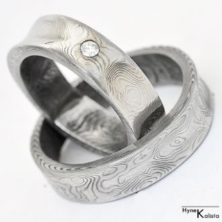 Obrączki ślubne stal nierdzewna damasteel Collium + diament 2.4mm